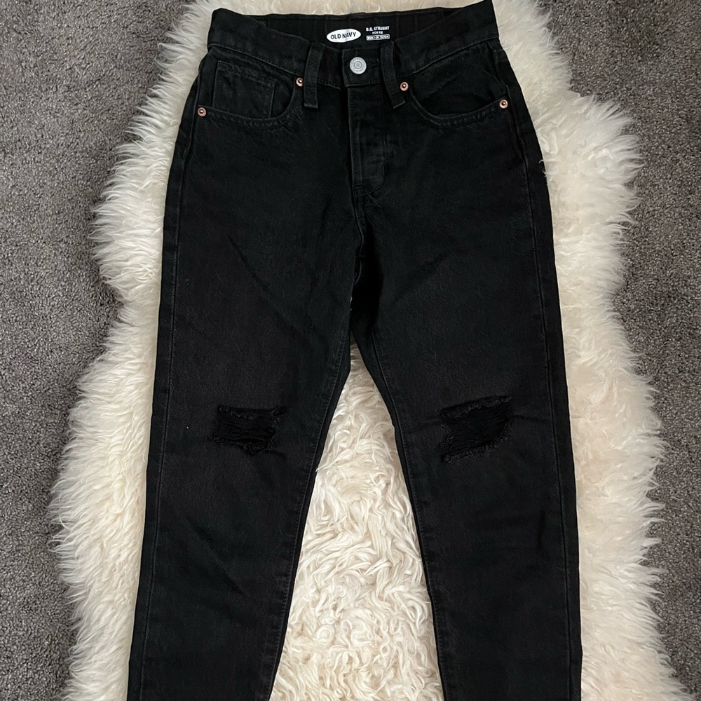 Old Navy Girls High Rise Black Straight Jeans